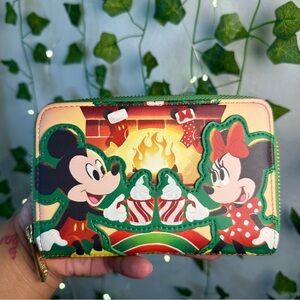 Loungefly Disney Mickey and Minnie Christmas Wallet - Green, Red, Yellow